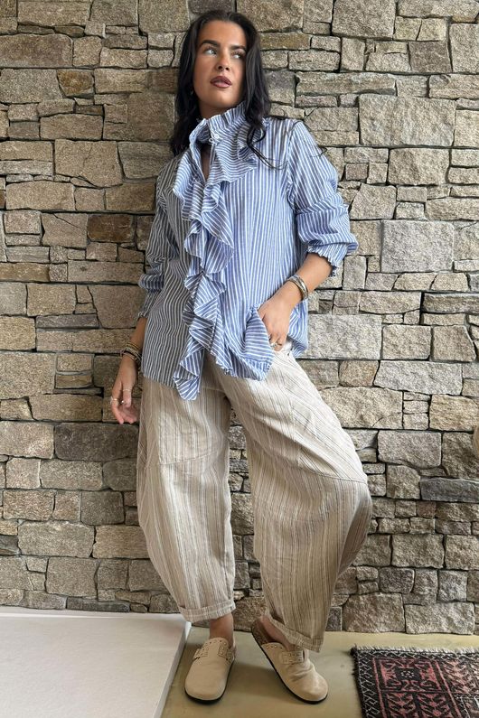 Nantucket Ruffle Blouse Dark Denim